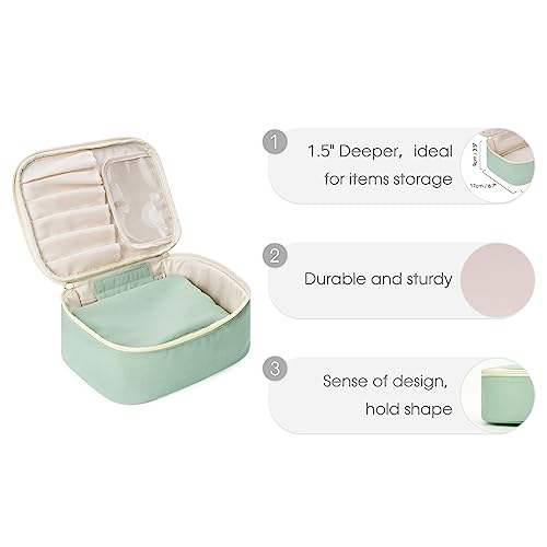 Image of Travel Makeup Bag Large Cosmetic Bag Make up Case Organizer for Women and Girls, Spring Green, Cosmetic Bag