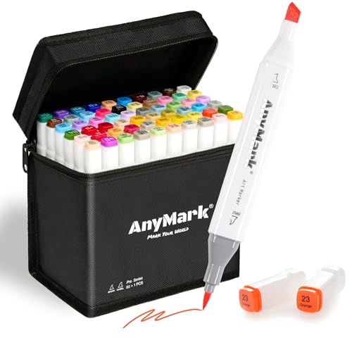 Brush Tip, 60+1 Colors Dual Tip Brush & Chisel Alcohol-based