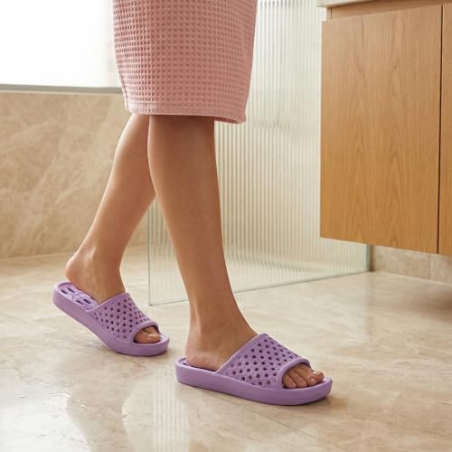 Image of clootess Shower Shoes Slide for Men and Women Holes Bath Slipper Bathroom Sandal Pool Gym College Dorm Non-Slip