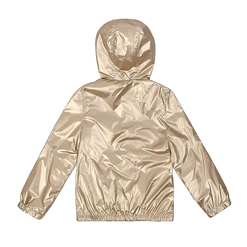 SUNDAY ROSE Girls Windbreaker Jackets Lightweight Water Resistant Coat Outwear with Hooded for Kids Gold Size 122