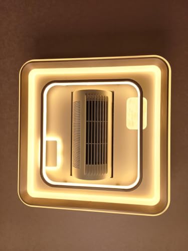 Image of Smart Luxury Bladeless Ceiling Fan with LED Light, Remote Control, Flush Mount Modern Chandelier Ceiling Fan for Living Room, Bedroom, Hall, Hotel, Restaurant & Indoor Spaces
