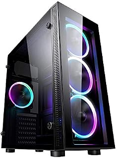 iONZ KZ02 PC MIDI TOWER CASE M/ATX GAMING TEMPERED GLASS WITH 3 iONZ FRGB FANS