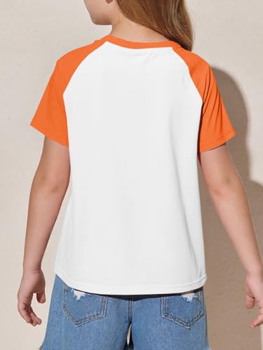 Image of Imily Bela Kids Girls T Shirts Casual Raglan Short Sleeve Crewneck Color Block Summer Tees 5-14 Years