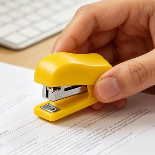 Grapadora con grapas metálicas compacta para papel y documentos de oficina 3