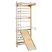 VEVOR Swedish Wall Gym, 15-Level 5 in 1 Wooden Indoor Jungle Gym, 220 lbs Load Capacity Playground Climbing Toys with Pull-Up Bar, Gymnastic Rings, Wall Ladder, Rope Ladder, and Slide Board