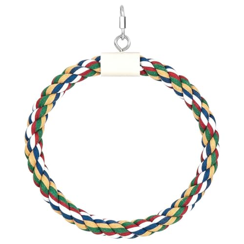 POPETPOP pour Perroquet en Corde de Coton Suspendu Balançoire 20 CM pour Perruches et Calopsittes Aire de Jeux à Mordre pour Cage d'oiseaux