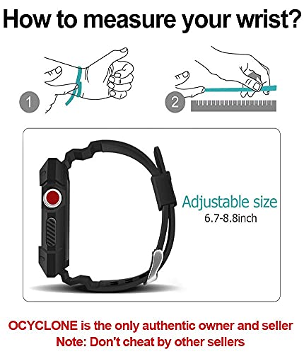 OCYCLONE Compatible for Apple Watch Bands 38 mm Series 3 Series 2 Series 1, 38 mm iWatch Band Sport Rugged Protective Bumper Case Strap Replacement for Active Style Men and Women - Black - Thumbnail 5