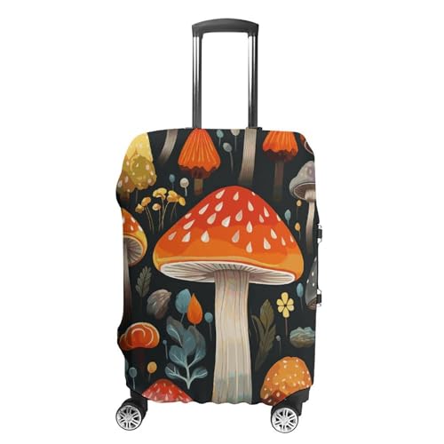 Colorful Mushroom Luggage Cover, Washable Elastic Suitcase Cover Protector Fit 18-32 Inch Luggage