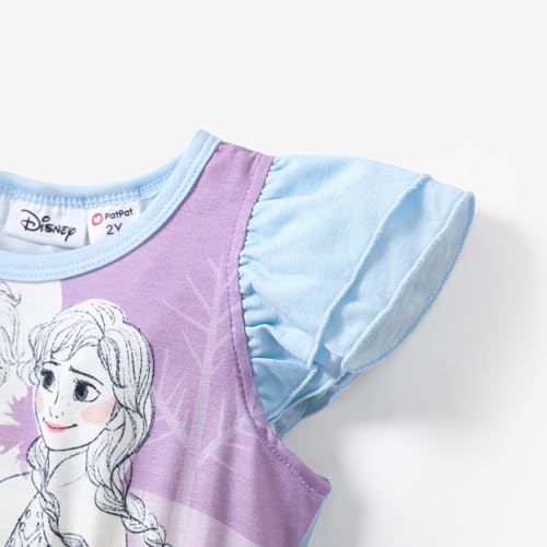 Image of Disney Princess Frozen Elsa Minnie Stitch Toddler Girl Tulle Tutu Dress Ruffle Sleeve Mesh Summer Birthday Party Clothes 2-9Y