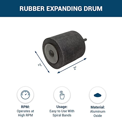 Benchmark Abrasives 2" X 2" Rubber Expanding Drum For Spiral Band With 1/4" Mandrel For Sanding Smoothing Shaping Polishing Groove Fiberglass Hard Wood #TOP4