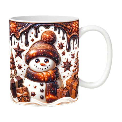 Tazas de Navidad, tazas de café de Navidad, efecto visual 3D, tazas de cerámica con patrón de efecto visual 3D, tazas de agua con leche de chocolate caliente perfectas para decoración del hogar y