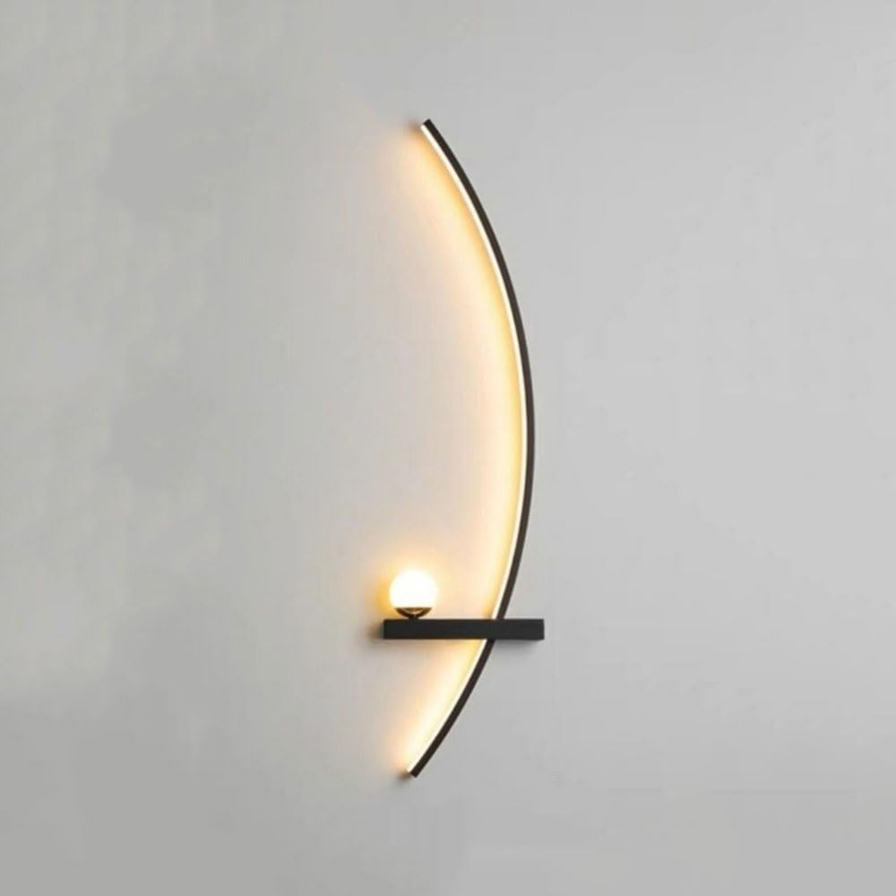 SXSCARKX Mid Century Bedroom Wall Light With Curved Design Nordic Sconces For Dining Room 12W LED Strip Farmhouse Mounted Lamp Bedside Milky Globe Fixture Master
