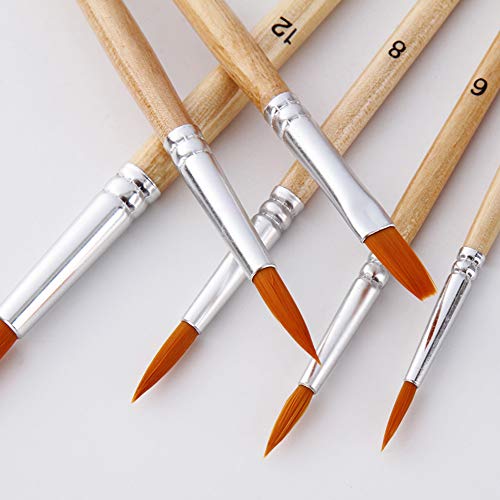 Pincéis de aquarela Entweg, conjunto de 12 pincéis de tinta com pontas planas e redondas de nylon, c