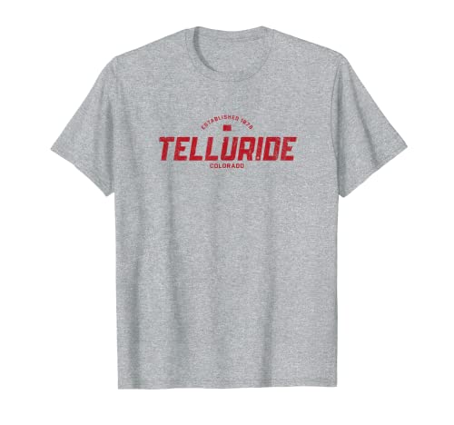Telluride Colorado CO Vintage Athletic Rojo Deportes Logo Camiseta