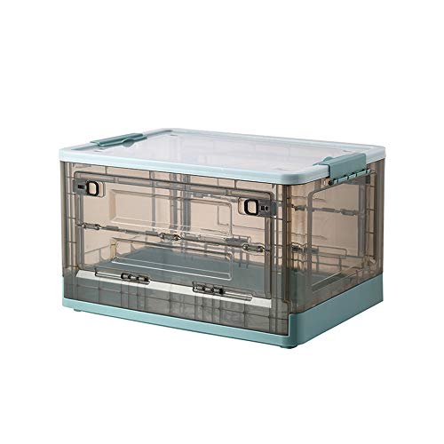 SXYLOB Boîte de Rangement Pliable Transparente Boîte de Rangement en Plastique pour Usage Domestique Multifonctionnel Roulette avec Couvercle Livre Box (Bleu, Plastique) Cover