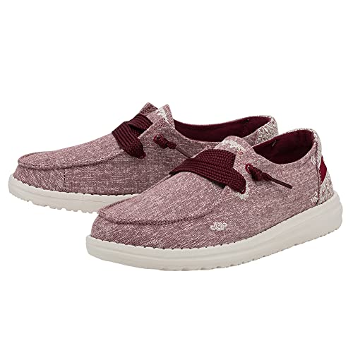 Image of HEYDUDE Women's Wendy Flora Peony Red Size 8 | Women's Shoes | Women's Lace Up Loafers | Comfortable & Light-Weight