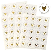 RAXLUPO 120 Pcs 3,5 cm Herz Wachssiegel Selbstklebend Gold Briefumschlag Aufkleber Umschlagaufkleber Siegelaufkleber für Umschlag Postkarte Einladung Grußkarte Dekoration Hochzeit