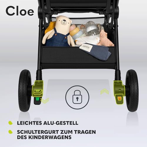 LIONELO Cloe Zusammenklappbarer Kinderwagen bis zu 22 kg, Verstellbare Rückenlehne Schlaffunktion, 5-Punkt-Gurt Große Schwenkräder Moskitonetz Becherhalter Leichtgewicht Kompakt Wasserdicht