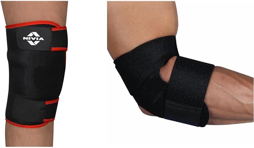 Nivia Adjustable Knee Support (Black) Orthopedic Basic Neoprene Elbow Support Elbow Support (Black)