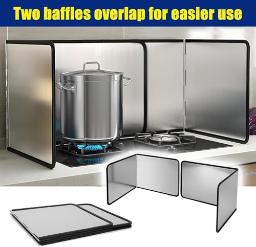 Pantalla de acero inoxidable contra salpicaduras de aceite, cubierta plegable para estufa de cocina para protección de aceite y quemaduras, herramienta de cocina duradera y fácil de limpiar