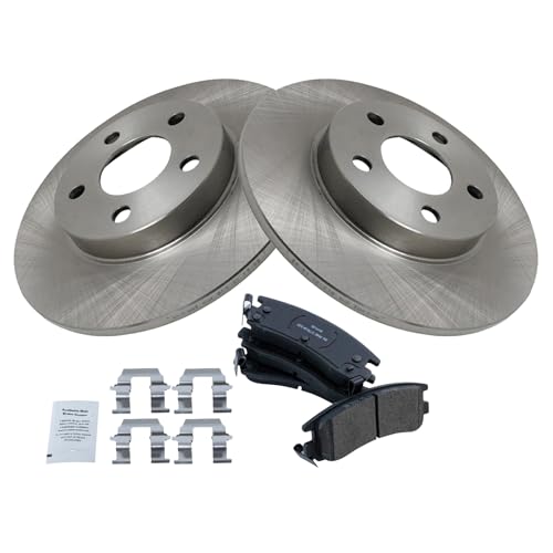 Image of TRQ Rear Semi Metallic Brake Pad and Rotor Set | For 03-05 Buick Park Avenue Ultra 00-05 Cadillac DeVille 5 Lug Wheels 04-05 Pontiac Bonneville GXP