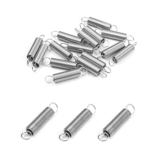 MroMax テンションスプリング 引張りばね 圧縮スプリング 0.5mm*5mm*25mm 304ステンレス鋼 15個入り シルバートーン 圧縮ばね 押しバネ グレーブラック コイルばね デュアルフック 補修用スタンドスプリング