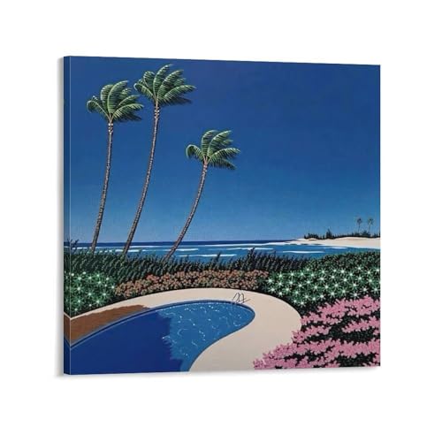 永井博 イラスト アートポスター (15) キャンバス 芸術 壁アート 画像 印刷 現代 寝室 装飾 ホームワーク20x20inch(50x50cm)