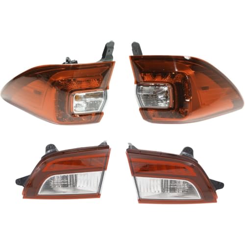 Srggscd Tail Light 4PCS Side Inner Outer Red with Bulbs Compatible with 2015-2018 Subaru Outback 2.5i/3.6R Limited