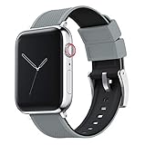Cool Grey & Black 42mm/44mm - Barton Elite Silicone Watch Bands - Stainless Steel Hardware -...