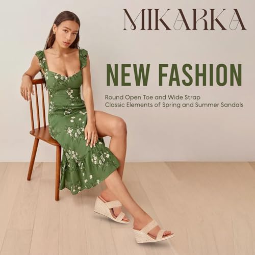 Image of mikarka Slip On Wedge Sandals for Women Open Toe Espadrilles Platform Slides Dressy High Heel Beach Summer Sandal Comfortable Wedges Shoe Mules