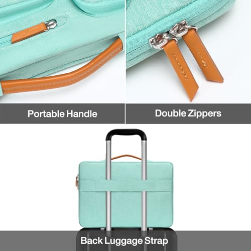 Image of MOSISO 360 Protective Laptop Case 16 inch, 15-15.6 inch Laptop Sleeve Compatible with MacBook Pro 16, HP, Acer, Dell, Lenovo, ASUS, Side Open Carrying Case with 4 Zipper Pockets&Handle, Aqua Green