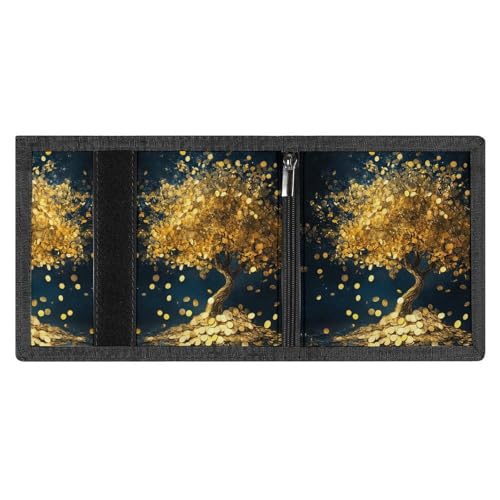 Lucky Golden Coin Tree Trifold Wallet Slim Credit Card Holder Minimalist Front Pocket Money Clip for Women Men4