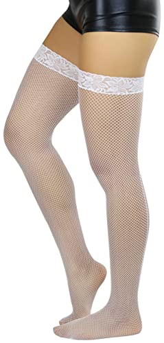 Image of ToBeInStyle Women's Fine Classic Fishnet Thigh High Stretch Nylon Novelty Stockings