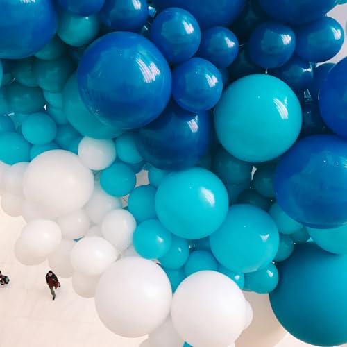 Image of PartyWoo Dusty Blue Balloons 50 pcs 12 Inch Matte Dark Boho Blue Balloons for Graduation Baby Shower Gender Reveal Under the Sea New Born Birthday Party Decorations Blue-Y5-1