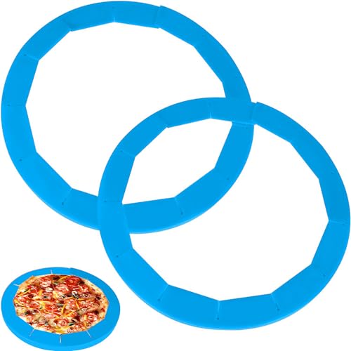 WYMECT 2 Pack Adjustable Pie Crust Shield Silicone Protectors - Bake Crust Protector Cover - Fit 8-11.4 Inch Pies (Blue)