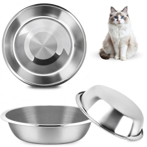 Katzennäpfe, 3 Stück Fressnäpfe für Katzen Edelstahl, Spülmaschinenfest