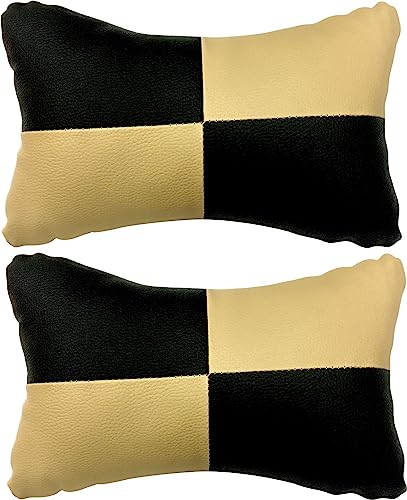 Image of Adroitz Car Seat Neck Rest Cushion Pillow for Hyundai Creta, Tata Punch, Maruti Suzuki Grand Vitara, Hyundai Venue, Tata Nexon (Beige Black) Set of 2