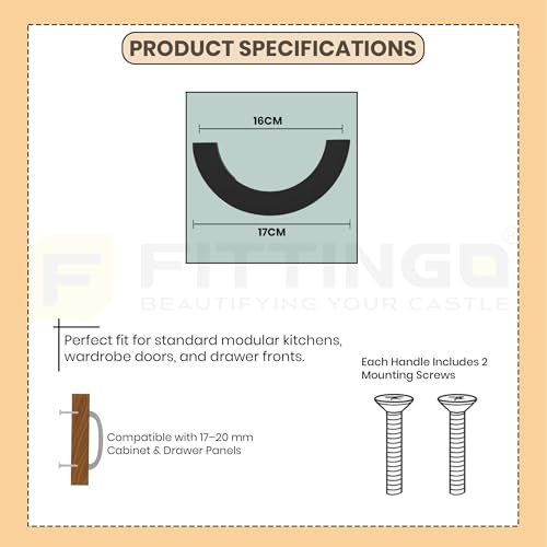 Image of 160mm Black Cabinet Handle 1327 Half Round Shape - Long Zinc Alloy Pull for Kitchen Cabinets, Wardrobes, Drawers and Home Furniture, Strong & Comfortable Grip Handle - Pack of 2