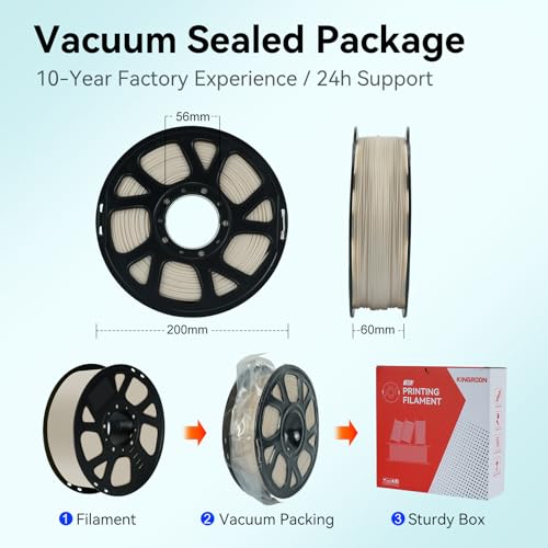 Image of Kingroon PLA Filament 1.75mm, 1kg Spool (2.2lbs), Precision + /- 0.02mm, Cream Color Filament with Less Warping, Fits for Most FDM 3D Printers, Light Apricot