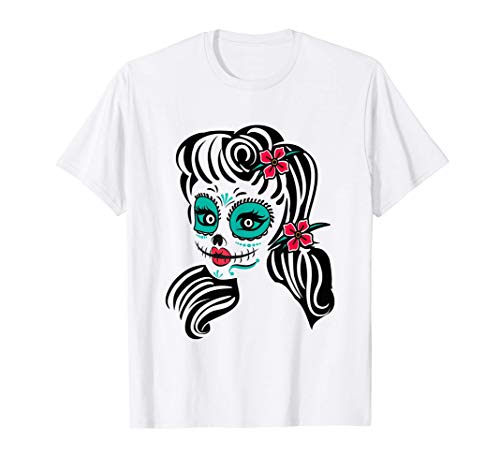 Sugar Skull Día de los Muertos México Calaveras Mujer Tattoo Camiseta