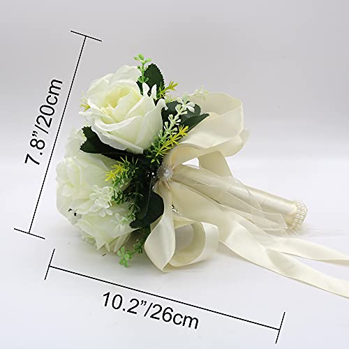 BERYLER Kacutor Hochzeitssträuße für Braut, Brautstrauß für Braut, Brautjungfernsträuße für Hochzeit, Hochzeitsblumen, Blumensträuße, künstlicher Blumenstrauß, Valentinstag, Dekoration, Kirche, Party