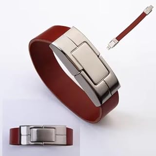SippyTales Leather Wristband USB Flash Drive, PU Leather Bracelet Pendrive with Metal Clasp, USB 2.0, 4GB-128GB Storage Capacity, Grade A Chip (Brown, 64, GB)