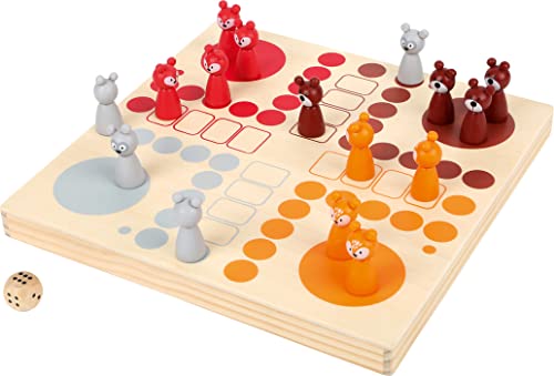 Small Foot - Brettspiel: Ludo Waldtiere aus Holz FSC 100%, Tier-Thema, für die ganze Familie, Alter 6+, 3 Spieler, 3er Pack