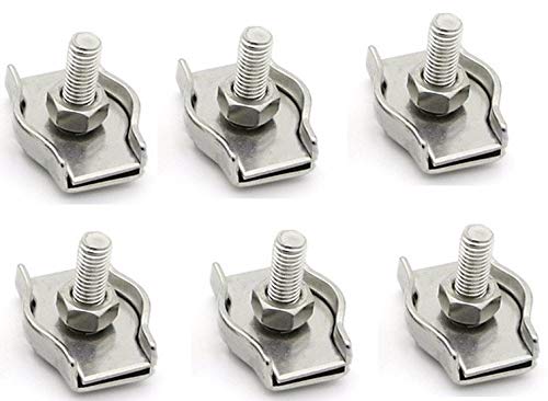 JCBIZ 6pcs M4 1-Post Wire Rope Clip Stainless Steel Wire Rope Clips Fixing Simplex Wire Rope Clip Cable Clamp Caliper