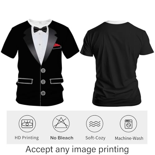Blissboy Funny Tuxedo Graphic T-Shirt Novelty Short Sleeve Crewneck Shirt