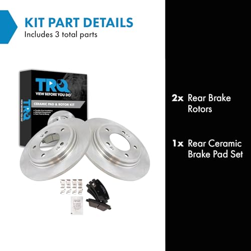 Image of TRQ Rear Brake Pad and Rotor Set Ceramic Compatible with 2021-2023 Hyundai Elantra
