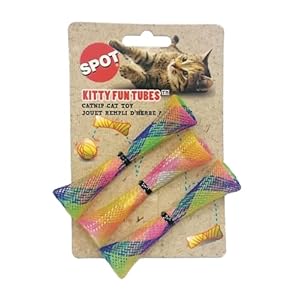 SPOT Ethical Pet Catnip Cat or Kitten Toy, Colorful Fun Tubes. Interactive Bouncy cat Toy, Assorted Color