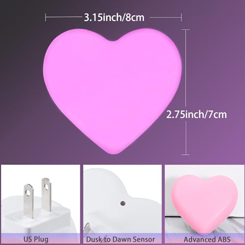 Image of INZU Night Lights Plug into Wall, LED Night Light for Kids, Cute Nightlight with Auto Dusk to Dawn Sensor, LED Nightlight with Soft Warm Light for Bedroom, Nursery, Bathroom, Hallway (Pink)