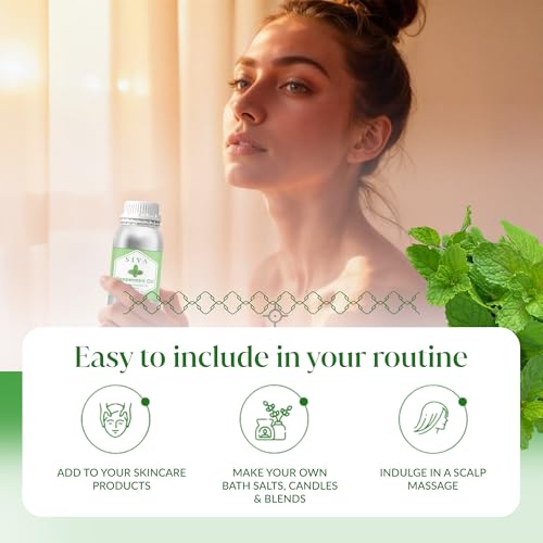 Image of Siva Peppermint Essential Oil 16 Fl Oz - for Diffuser, Skin & Hair Care - Ideal for Aroma, Massage & DIY Blends- with Dropper