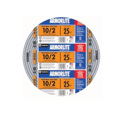 SOUTHWIRE 10/2 X 25 FT. Solid CU MC Metal CLAD ARMORLITE Cable 68581821